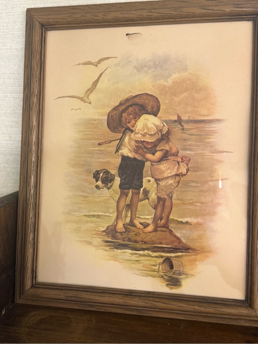 Vintage Beach Children Framed Print - Warm Tones